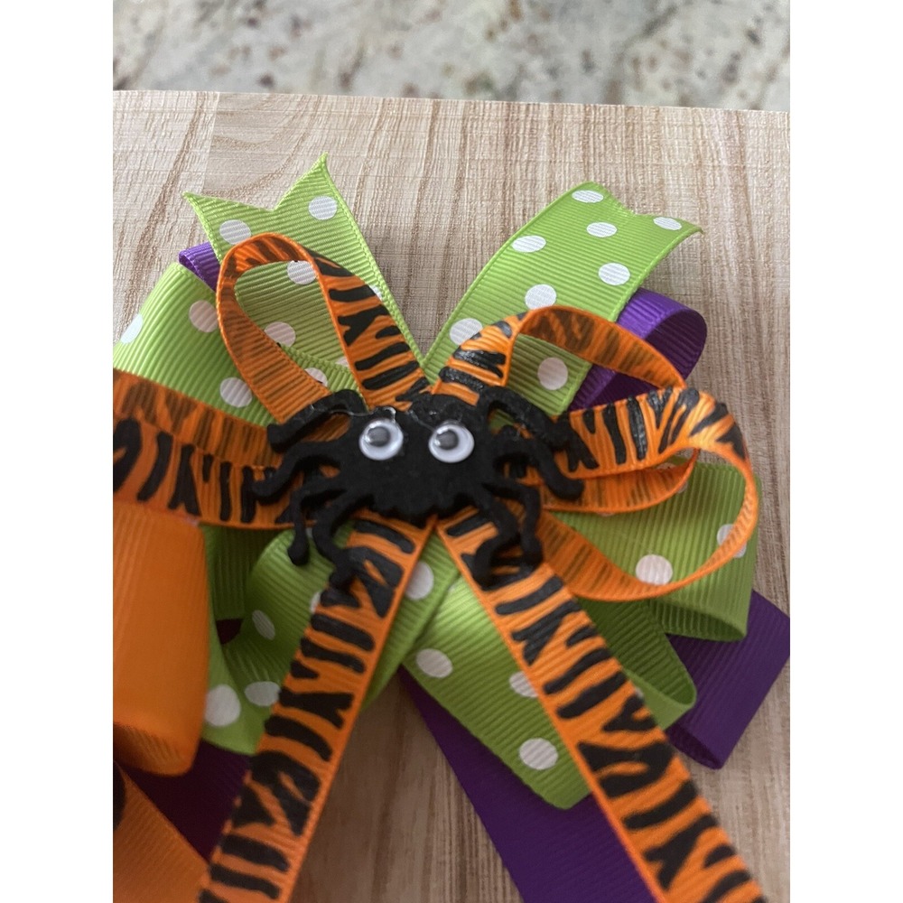 Halloween Girls Hair Bows 2 Total Black Cat & Spider No Tag - New - Picture 5 of 10